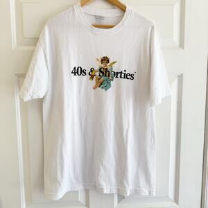 40s & Shorties Y2K Graphic White T-shirt Angel Size Mens Large 100% Cotton